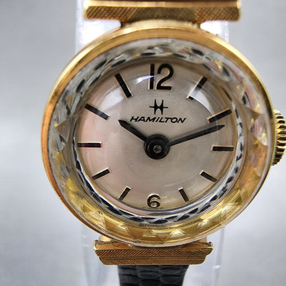 Hamilton Watch Women 17 mm Silver Dial Gold Plated Manual Wind Runs VTG1