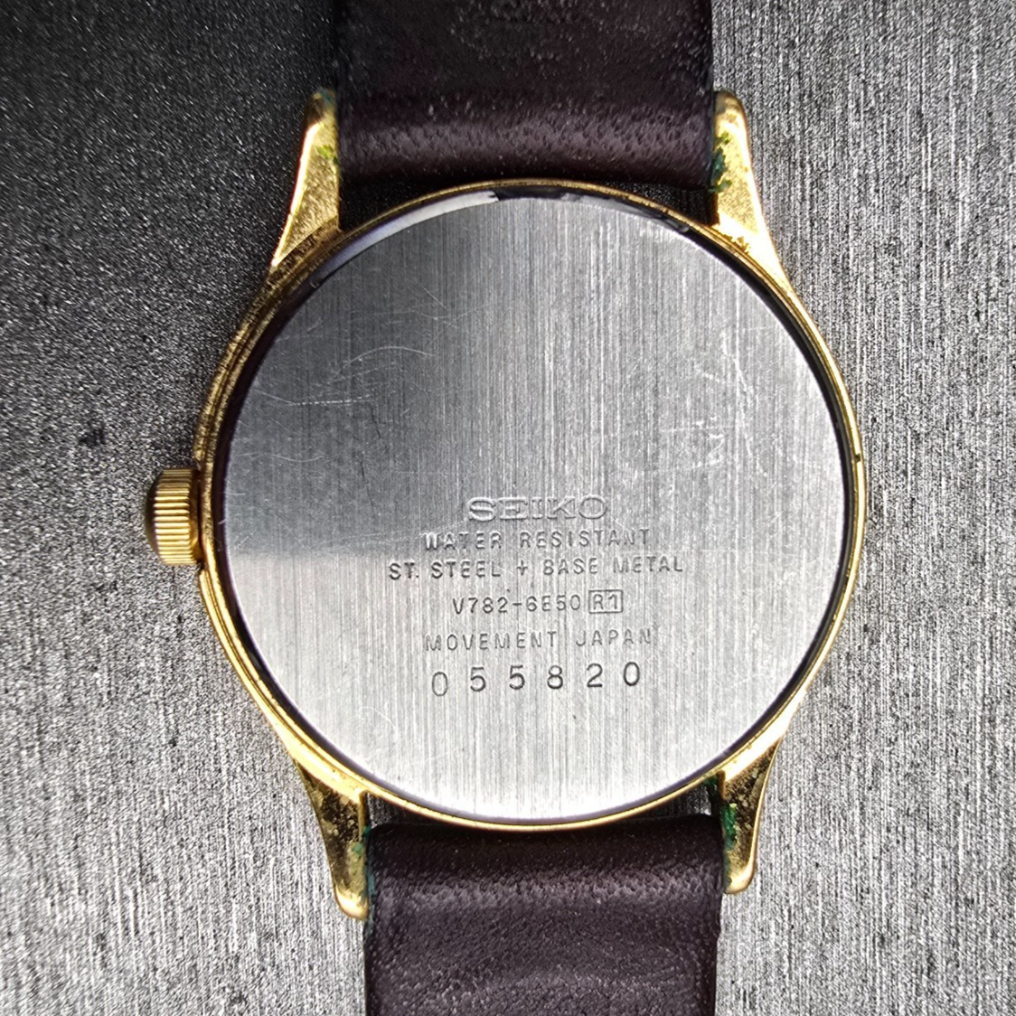 Seiko Watch Women 25mm Gold Dial Gold Tone Date Round V782-6E50 New Battery JP10