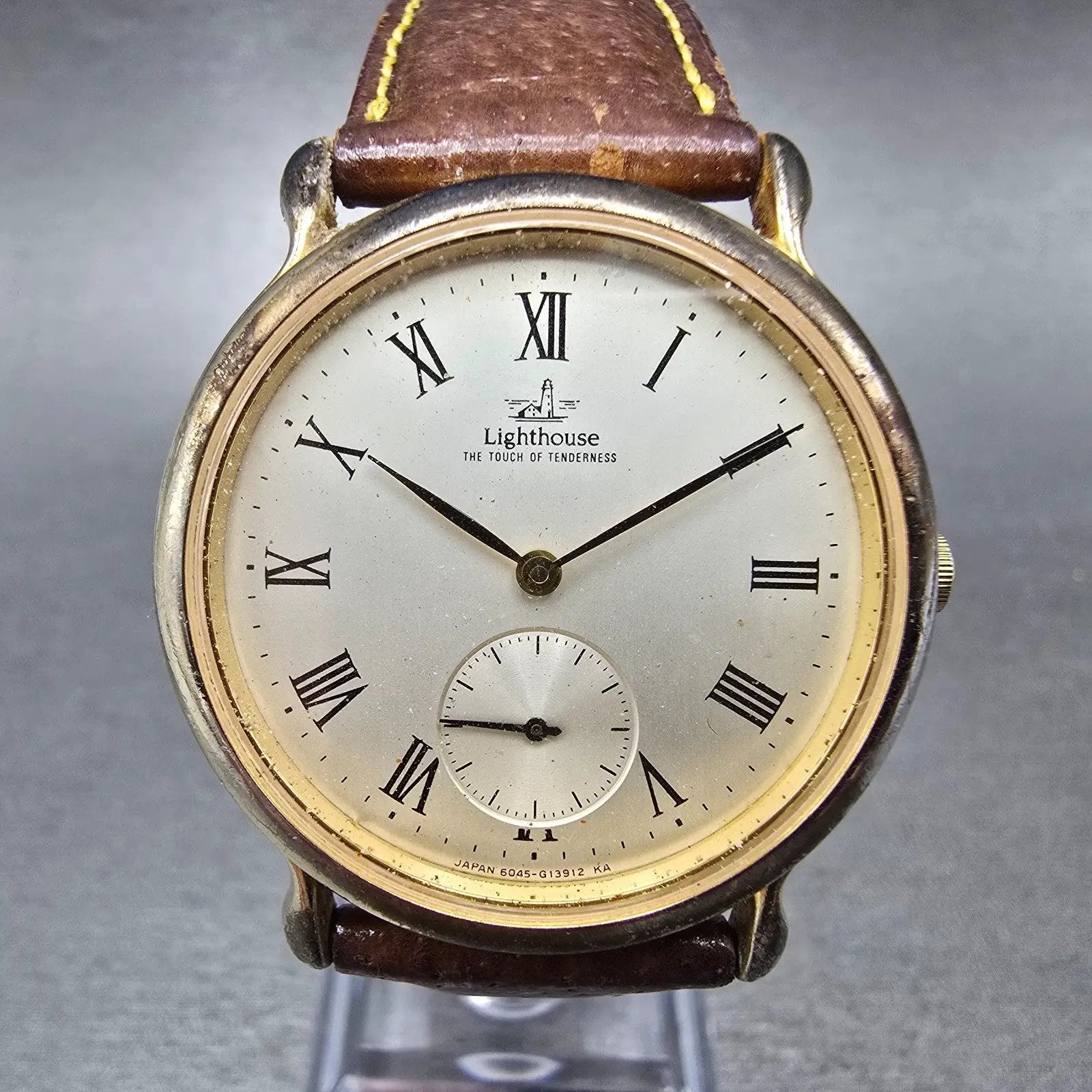 Citizen Lighthouse Watch Men 33mm Silver Dial Gold Tone 6045-G03855 New Battery1