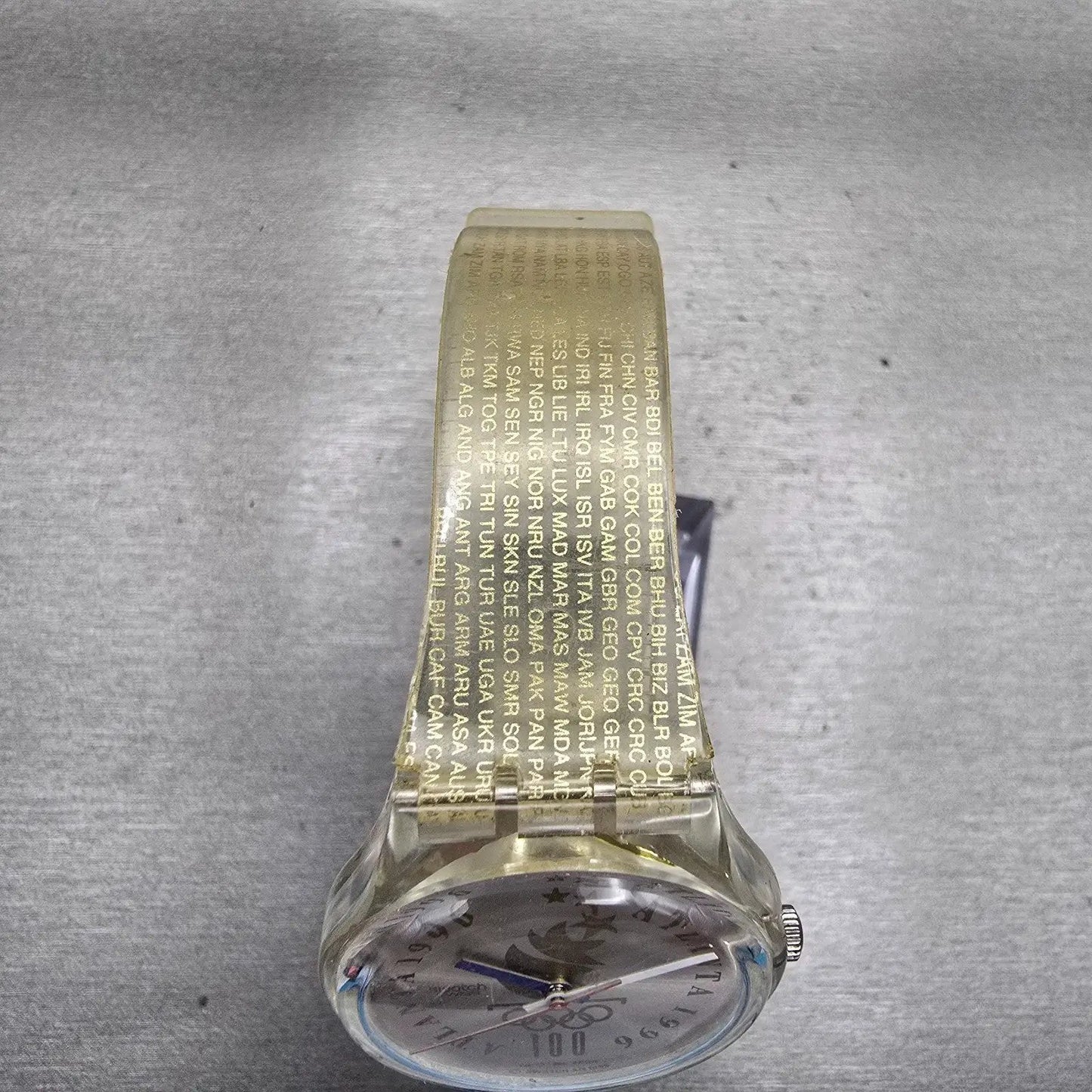 Swatch OLYMPIC TEAM Watch Men Silver Dial Clear Case Round GZ150 New Battery4