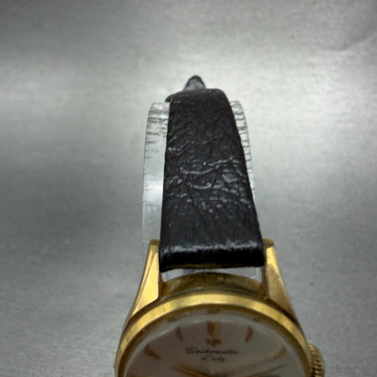 Seiko SeikoMatic Lady Watch Women 23mm Silver Dial Gold Tone Date Runs Vintage4