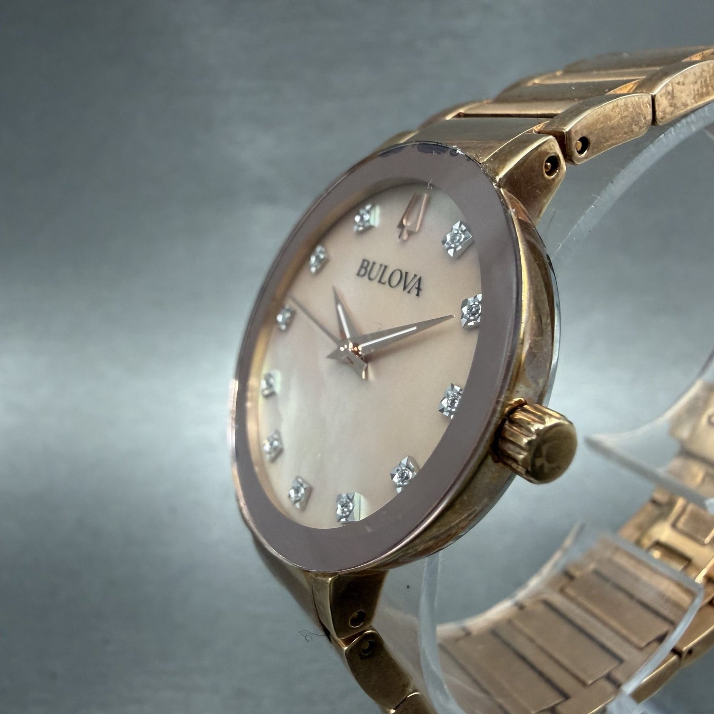 Bulova Futuro Watch Women 30mm MOP Dial Rose Gold Tone Round 97P132 New Battery2