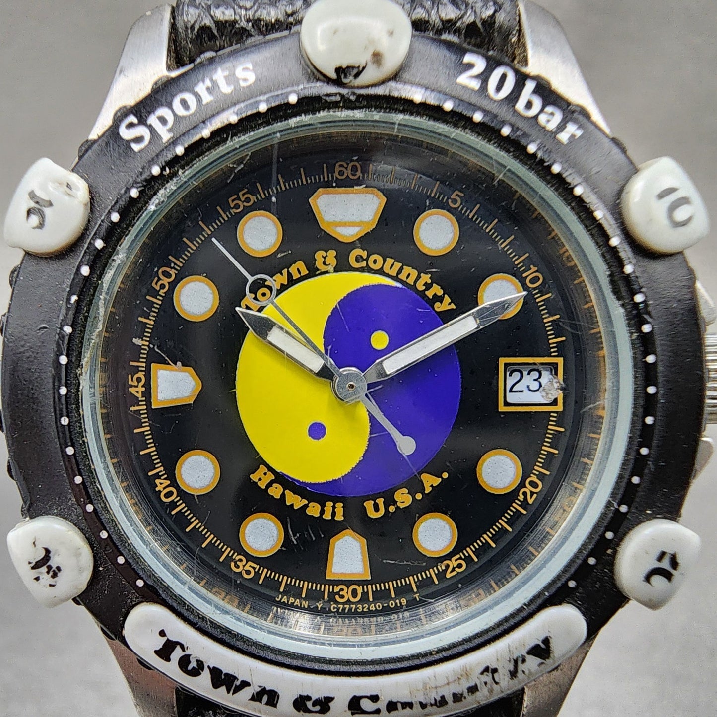 Orient Town & Country Dive Watch Men 37mm Black Dial Silver Tone Date NewBattery1