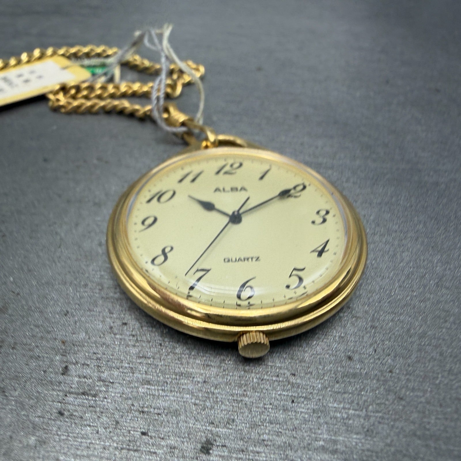 Seiko Alba Pocket Watch Men 36mm Champagne Dial Gold Tone Y481-0120 New Battery3