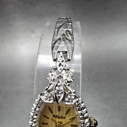 Lucien Piccard Dufonte Watch Women 16mm Champagne Dial Gold Oval New Batt Gems4