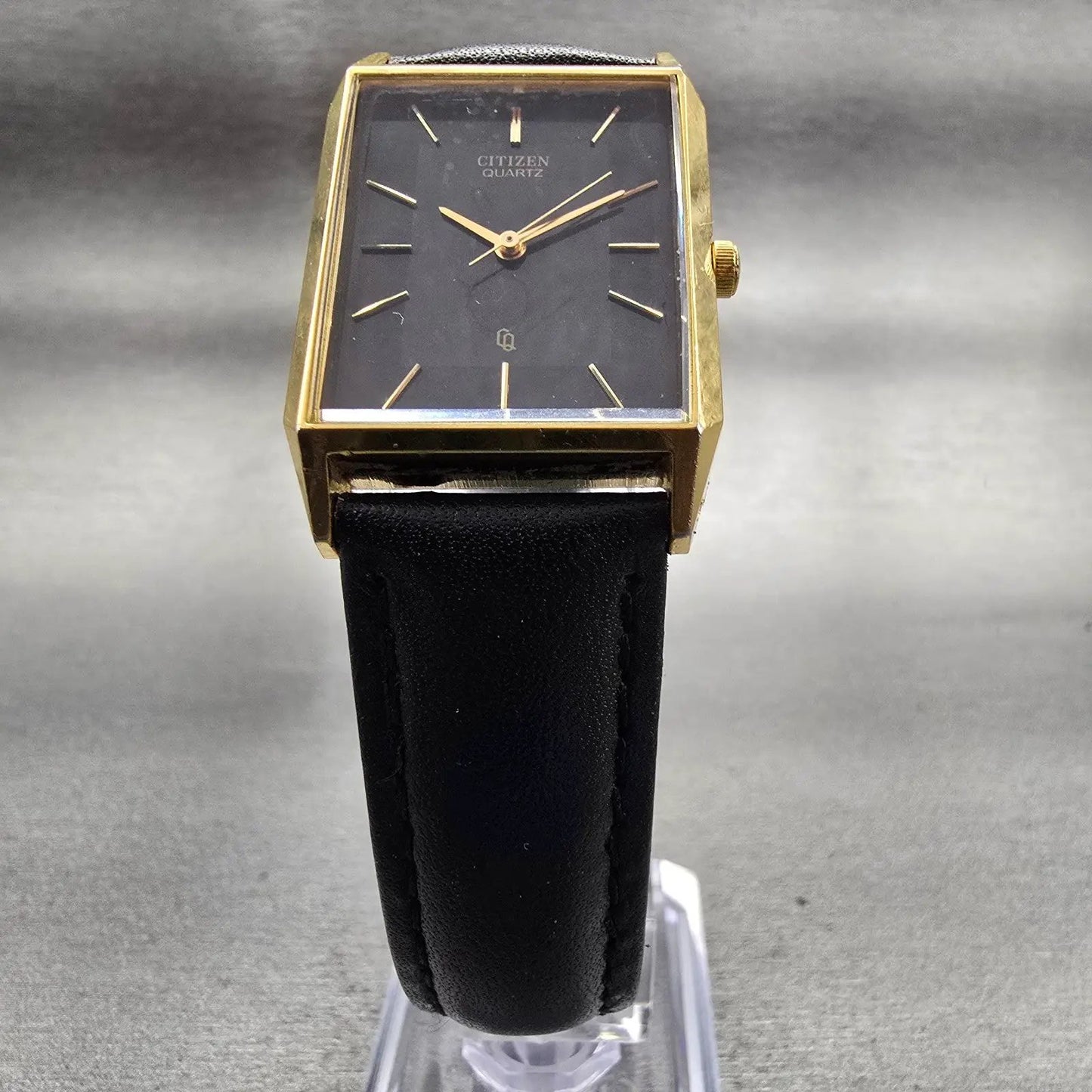 Citizen CQ Tank Watch Men 25mm Black Dial Gold Tone Rectangle 6031-S06291 NewBat5