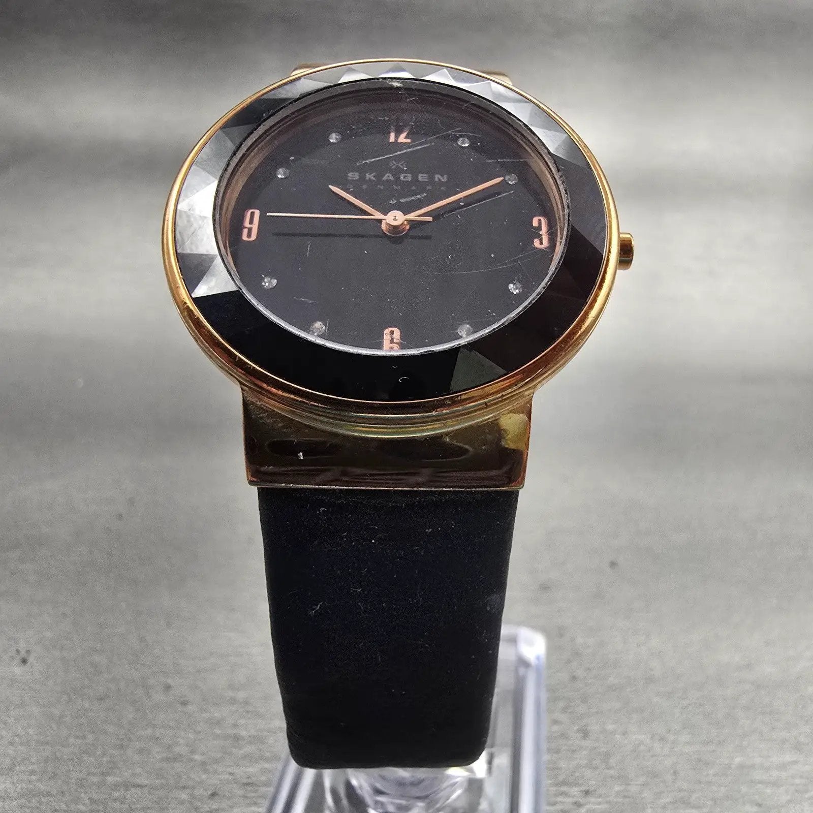 Skagen Leonora Watch Women 34mm Black Dial Gold Tone Round SKW2223 New Battery5