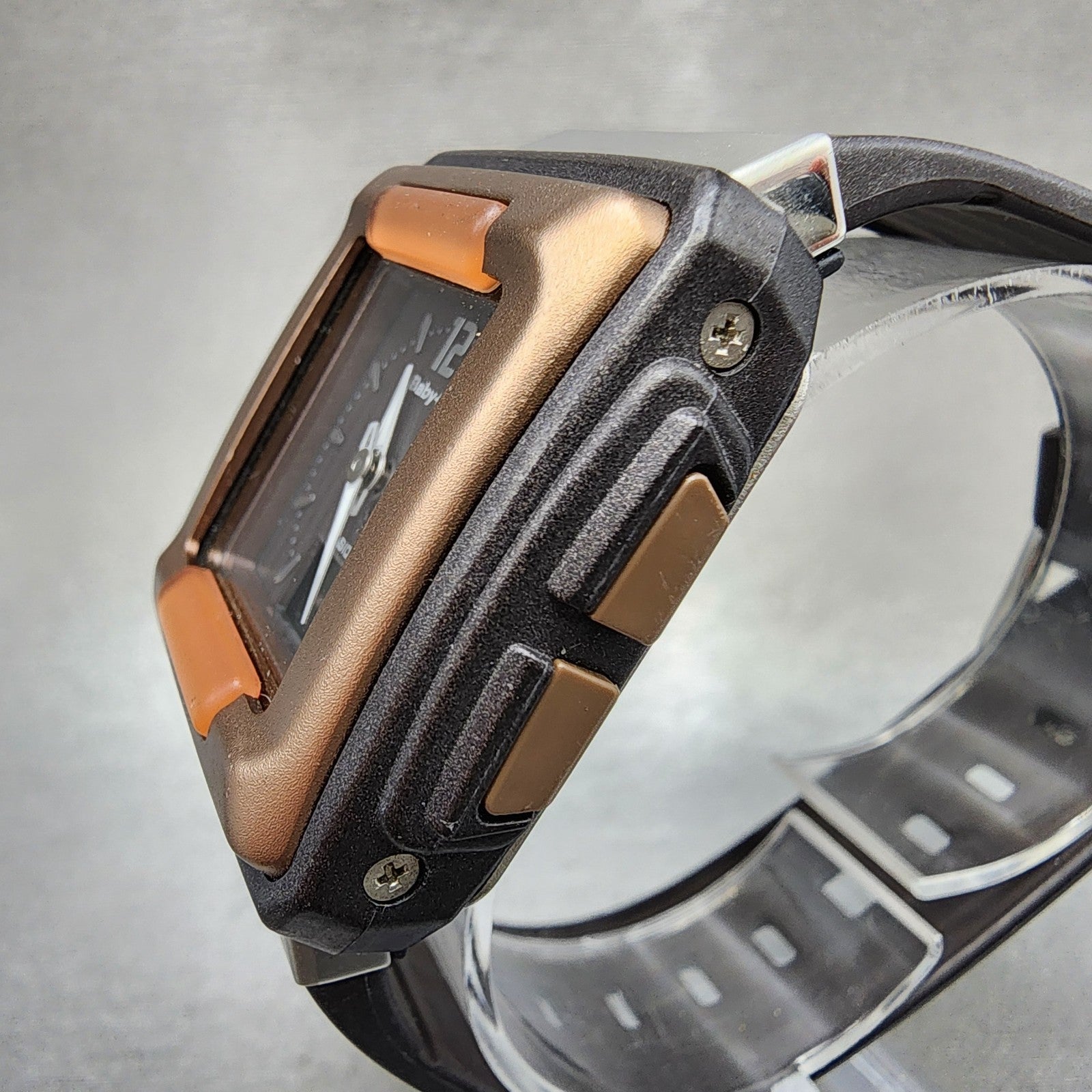 Casio BabyG BGT300J Watch Women 36mm Brown Tone Analog Digital Rectangle Runs2