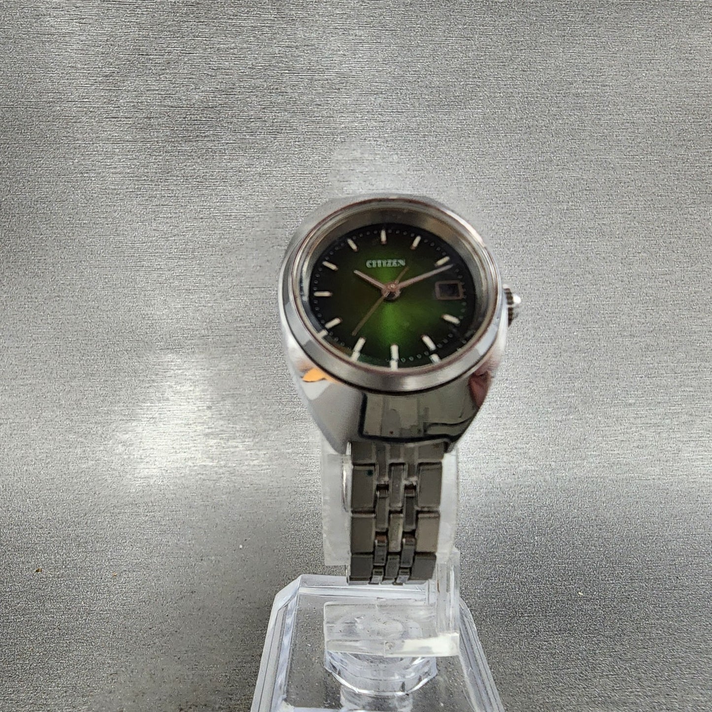 Citizen Watch Women 24mm Green Dial Silver Tone Date 4530934 Manual Wind PARTS7