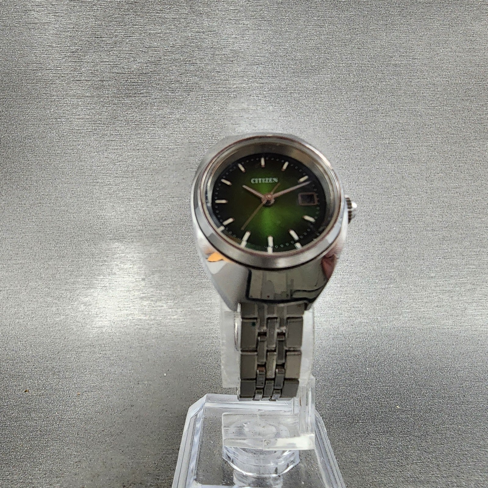Citizen Watch Women 24mm Green Dial Silver Tone Date 4530934 Manual Wind PARTS7