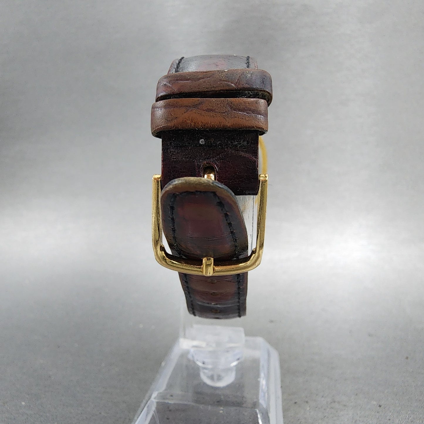 Seiko Tank Watch Men 29mm Silver Dial Gold Tone Date 7n295221 New Battery7