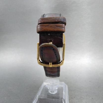 Seiko Tank Watch Men 29mm Silver Dial Gold Tone Date 7n295221 New Battery7