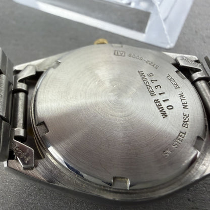 Seiko SQ Watch Men 33mm Silver Dial Two Tone Date Round 5Y22-6009 New Battery10