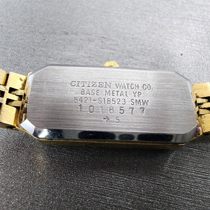 Citizen Tank Watch Women 13mm Black Dial Black Tone Rectangle New Battery9