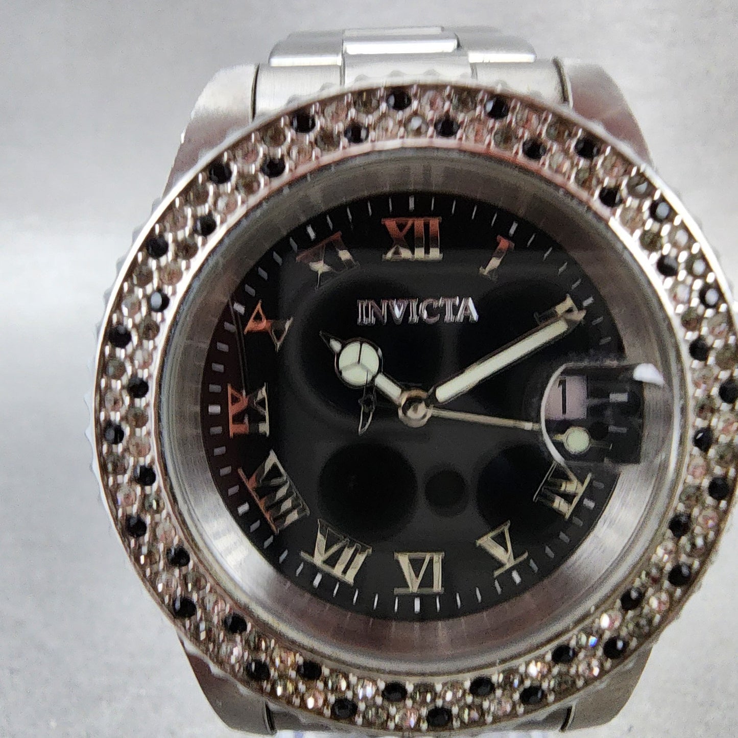 Invicta Angel Watch Women 41mm Black Dial Steel Date Round 21610 New Battery1