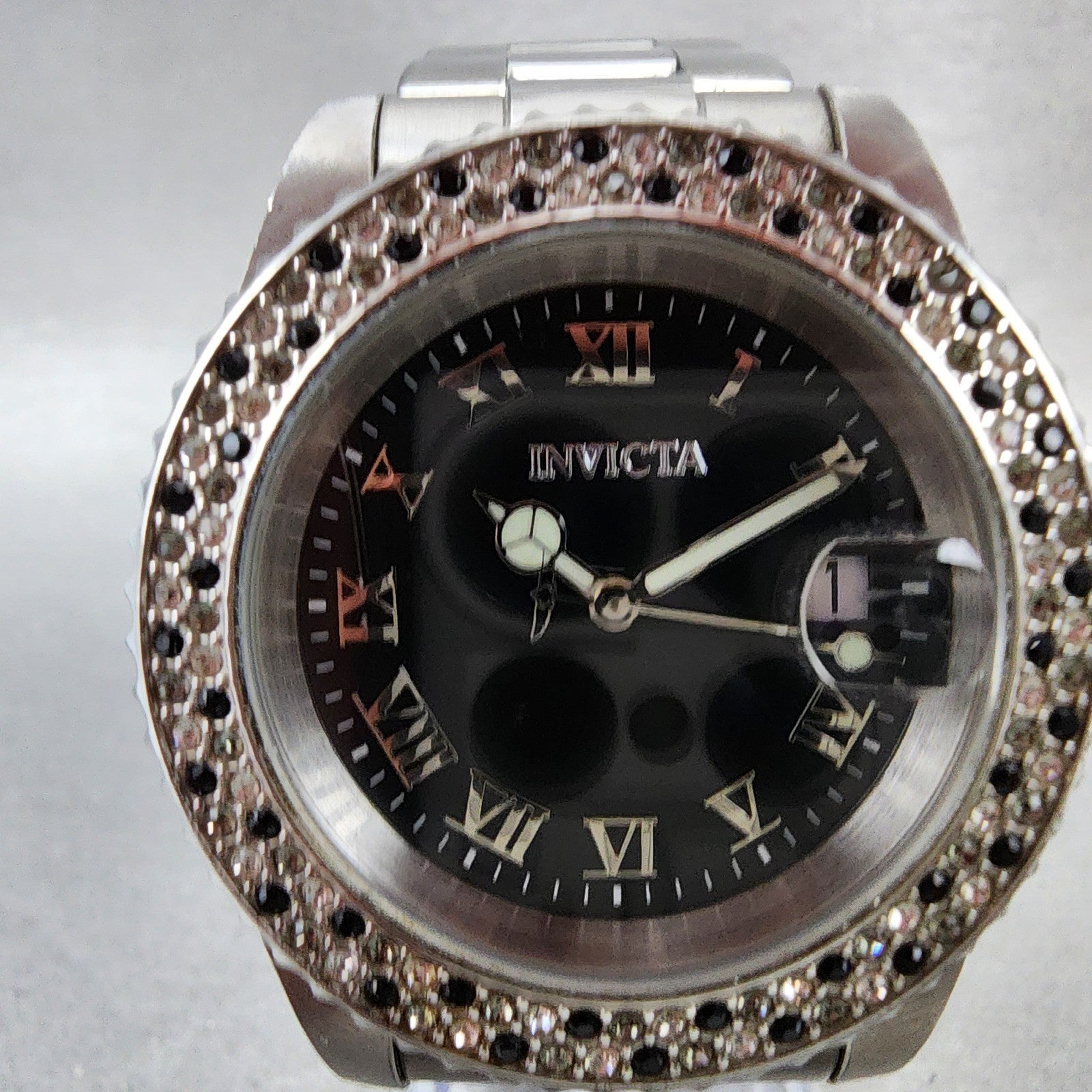 Invicta Angel Watch Women 41mm Black Dial Steel Date Round 21610 New Battery1