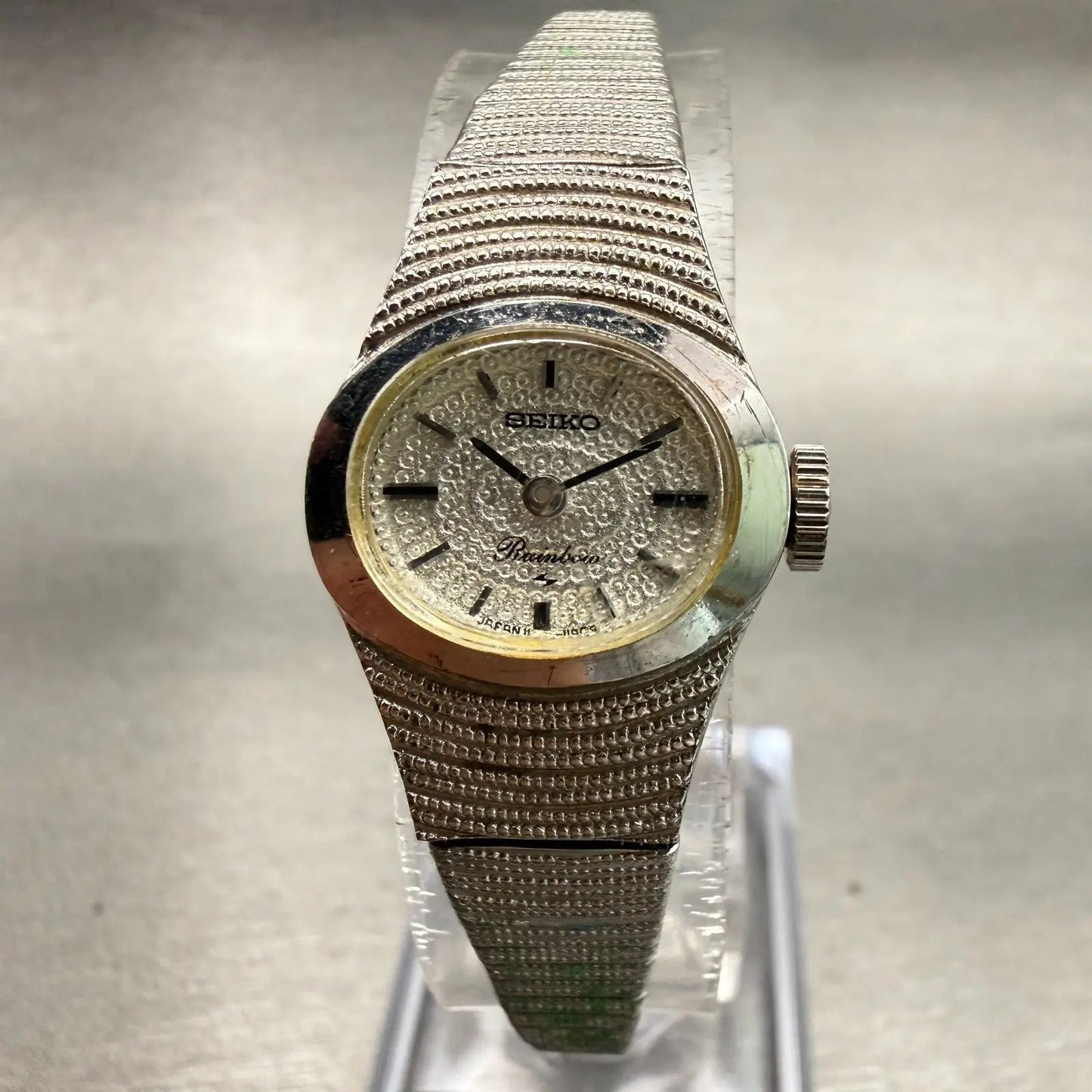Seiko Watch Women 18mm Silver Dial White Gold Plated Oval 11-7440 Manual Runs0