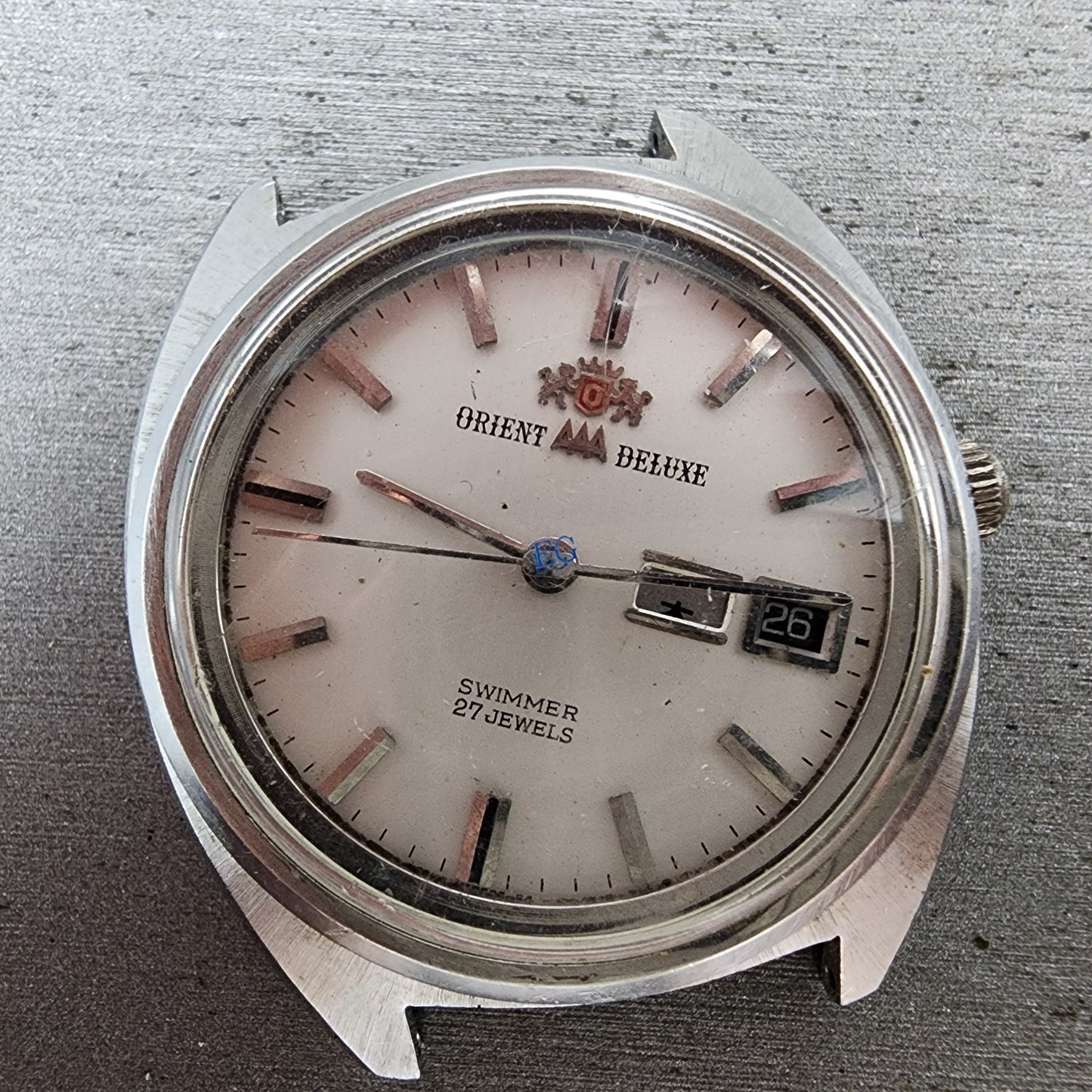 Orient AAA Deluxe Watch Men 36mm White Dial Silver Tone Daydate Automatic PARTS2