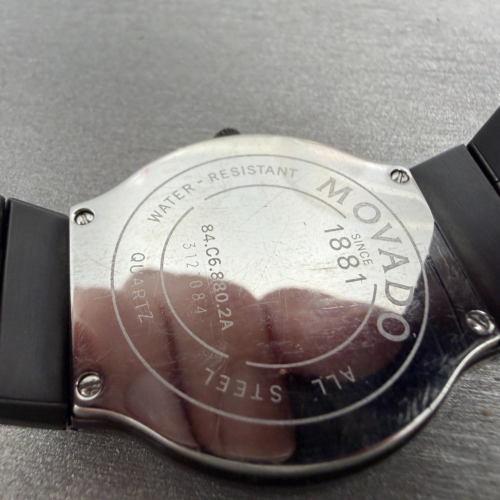 Movado Museum Watch Men 32mm Black Dial Black Tone Round 84.C6.880 New Battery10