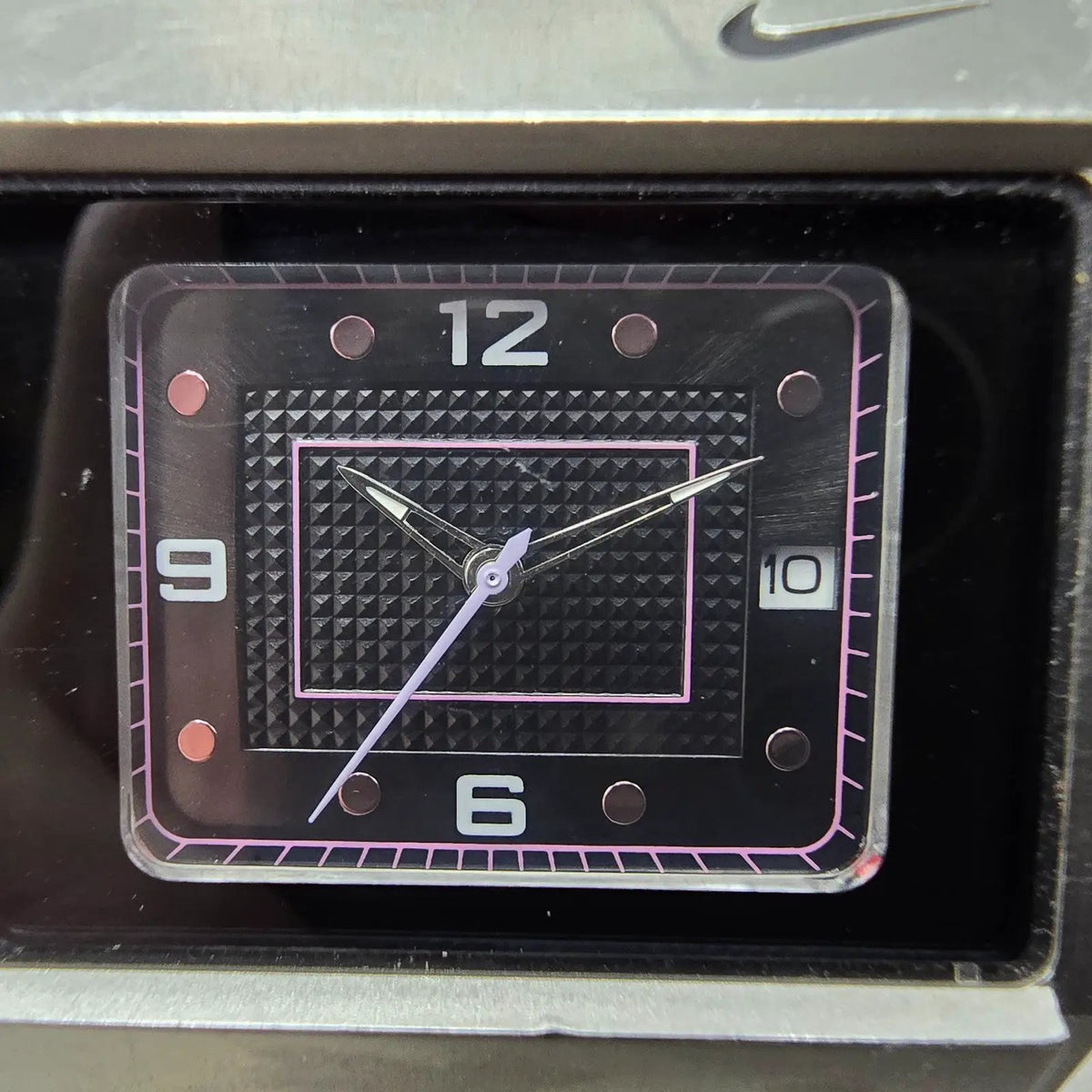 Nike Oregon Square Watch 25mm Black Dial Silver Date Rectangle WA0051 New Batt1