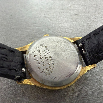 Seiko Watch Women 20mm White Dial Gold Tone Round 2Y01-0A19 New Battery VintageM10