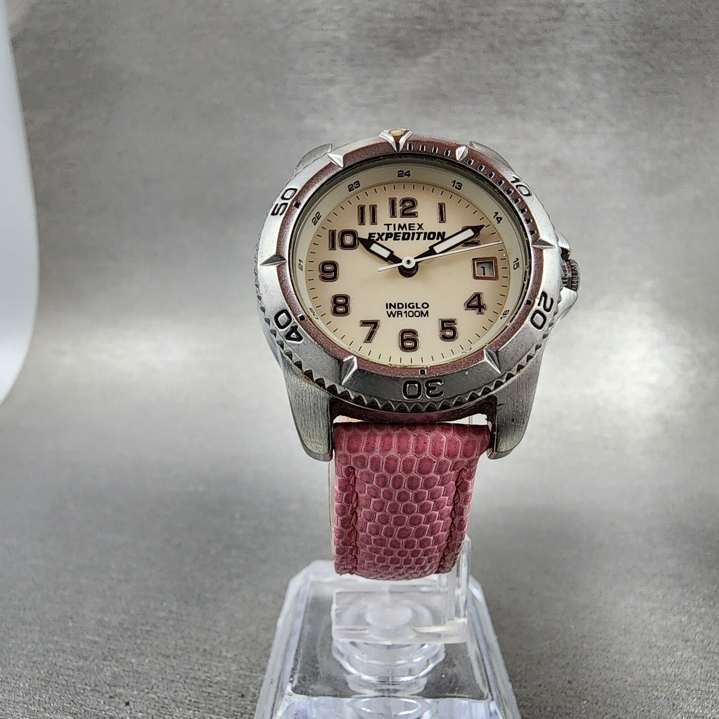 Timex Expedition Watch Women 31mm Cream Dial Steel Date Round New Battery5