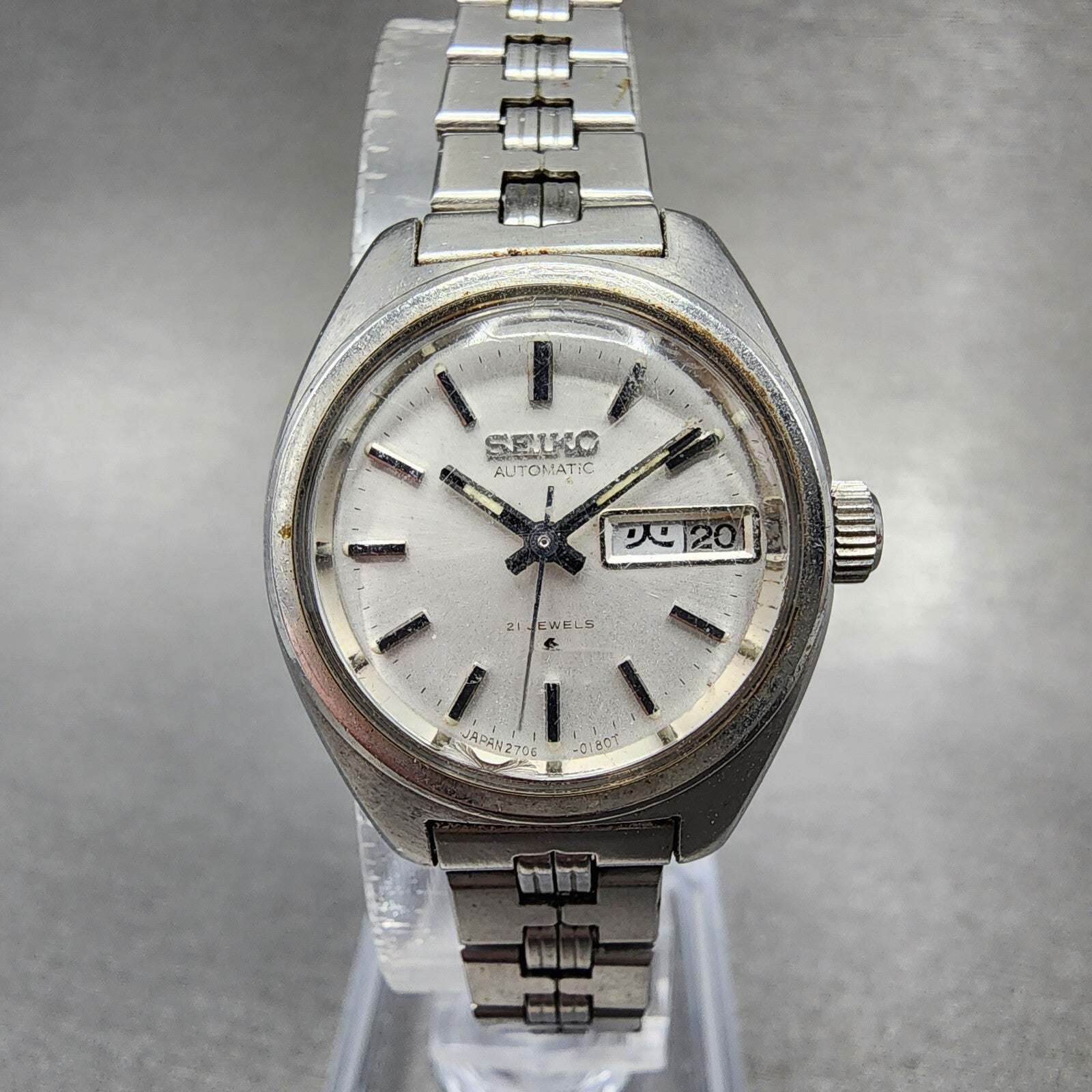 Seiko Automatic Watch Women 25mm Silver Dial Silver Tone Daydate 27060020 Runs0