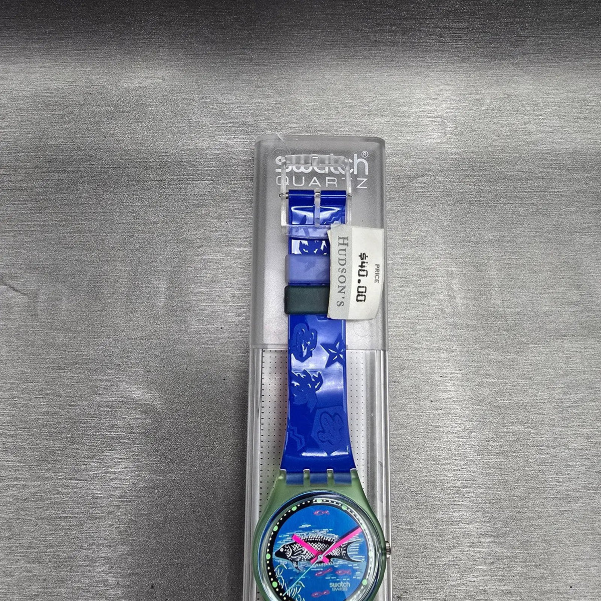 Swatch Frische Fische Watch Men 34mm Blue Dial Green Case GG116 New Battery NOS2