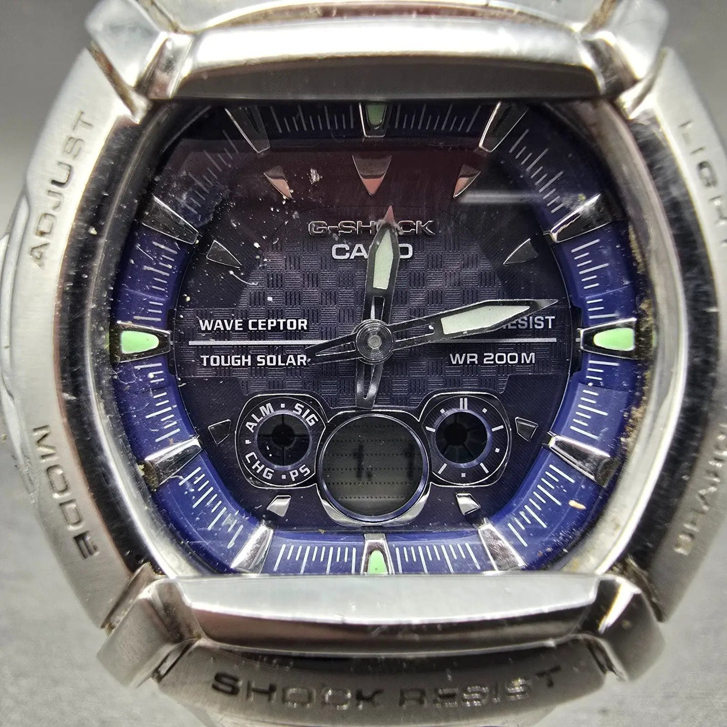 Casio G-Shock GW-1400DA Watch Men 45mm Blue Dial Silver Alarm Chrono PARTS2