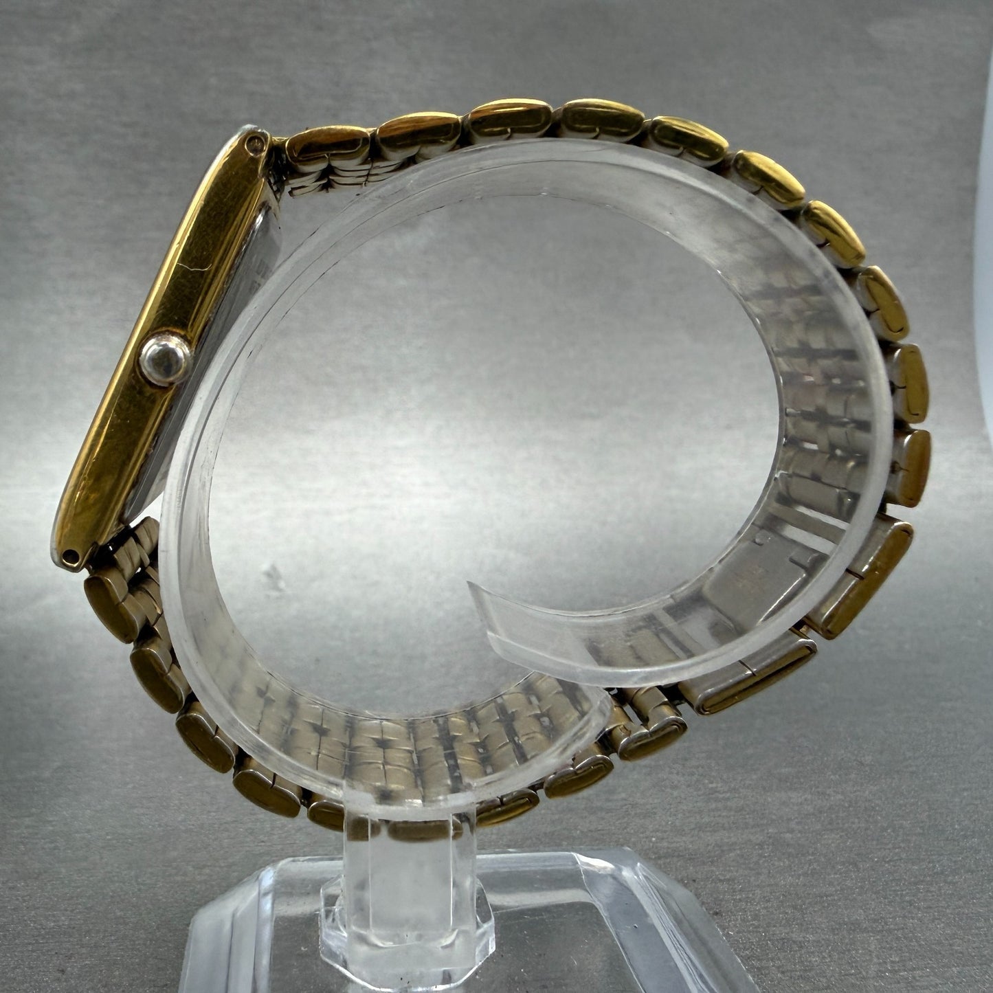 Bulova Tank Watch Men 24mm Black Dial Gold Tone Rectangle 97D11 New Battery VTG6