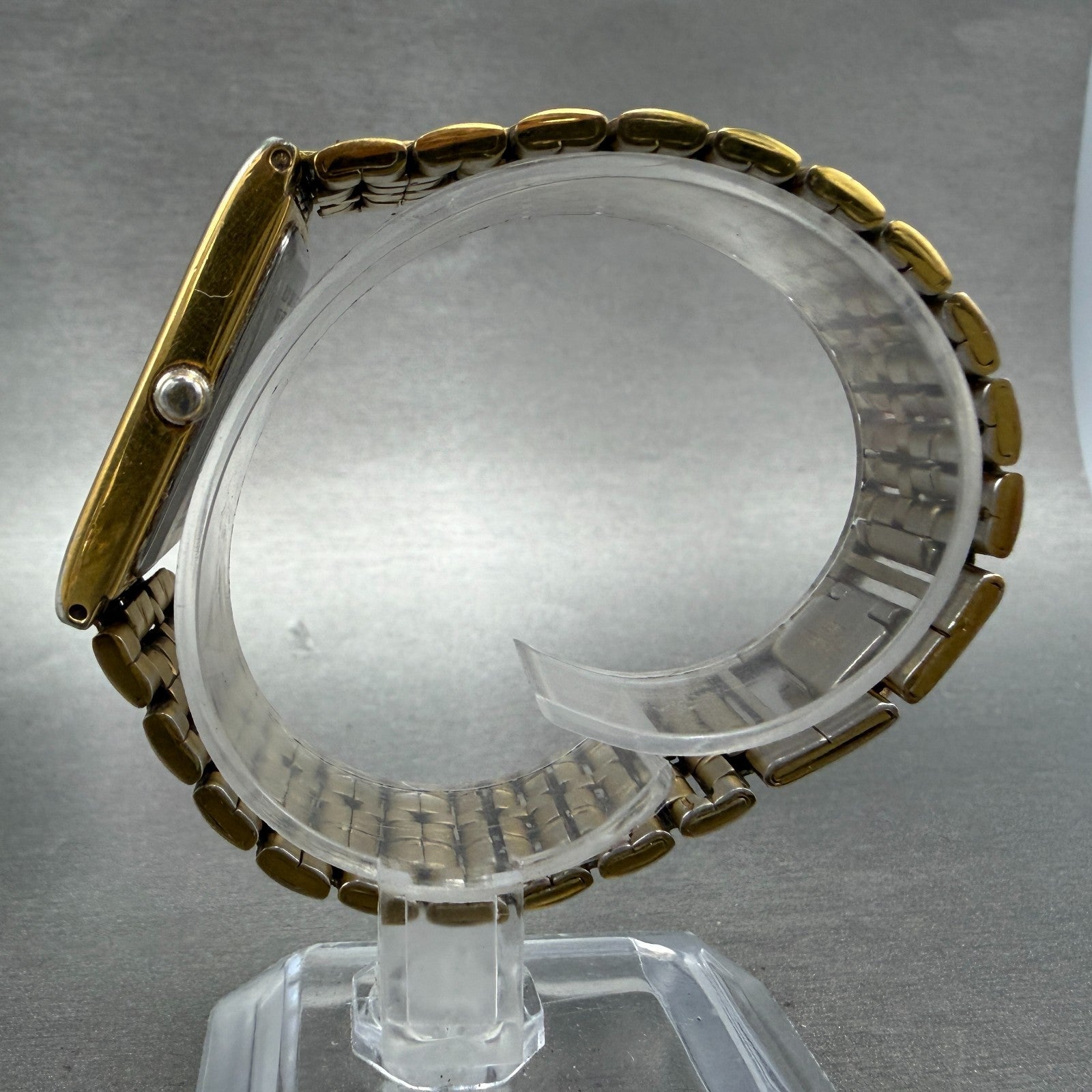 Bulova Tank Watch Men 24mm Black Dial Gold Tone Rectangle 97D11 New Battery VTG6