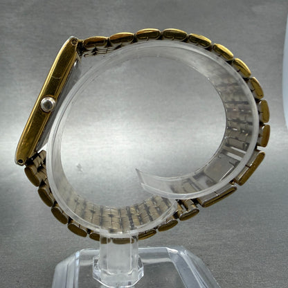 Bulova Tank Watch Men 24mm Black Dial Gold Tone Rectangle 97D11 New Battery VTG6