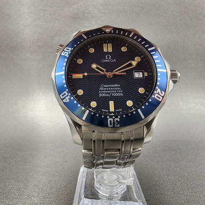 Omega Seamaster 300 Watch Men 41mm Blue Dial Steel Date Automatic Serviced Box