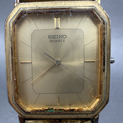 Seiko Tank Watch Men 26mm Champagne Dial Gold Tone 90215250 New Battery READ!!!1