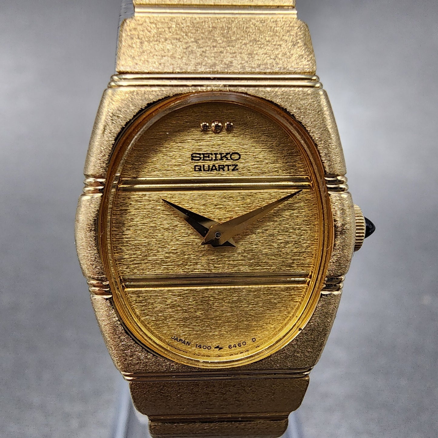 Seiko Watch Women 19mm Gold Dial Gold Tone Oval 14008519 New Battery1