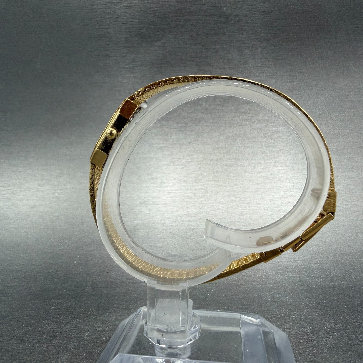 Elgin Watch Women 11mm Gold Dial Gold Tone Octagon New Battery Mesh band NOS6