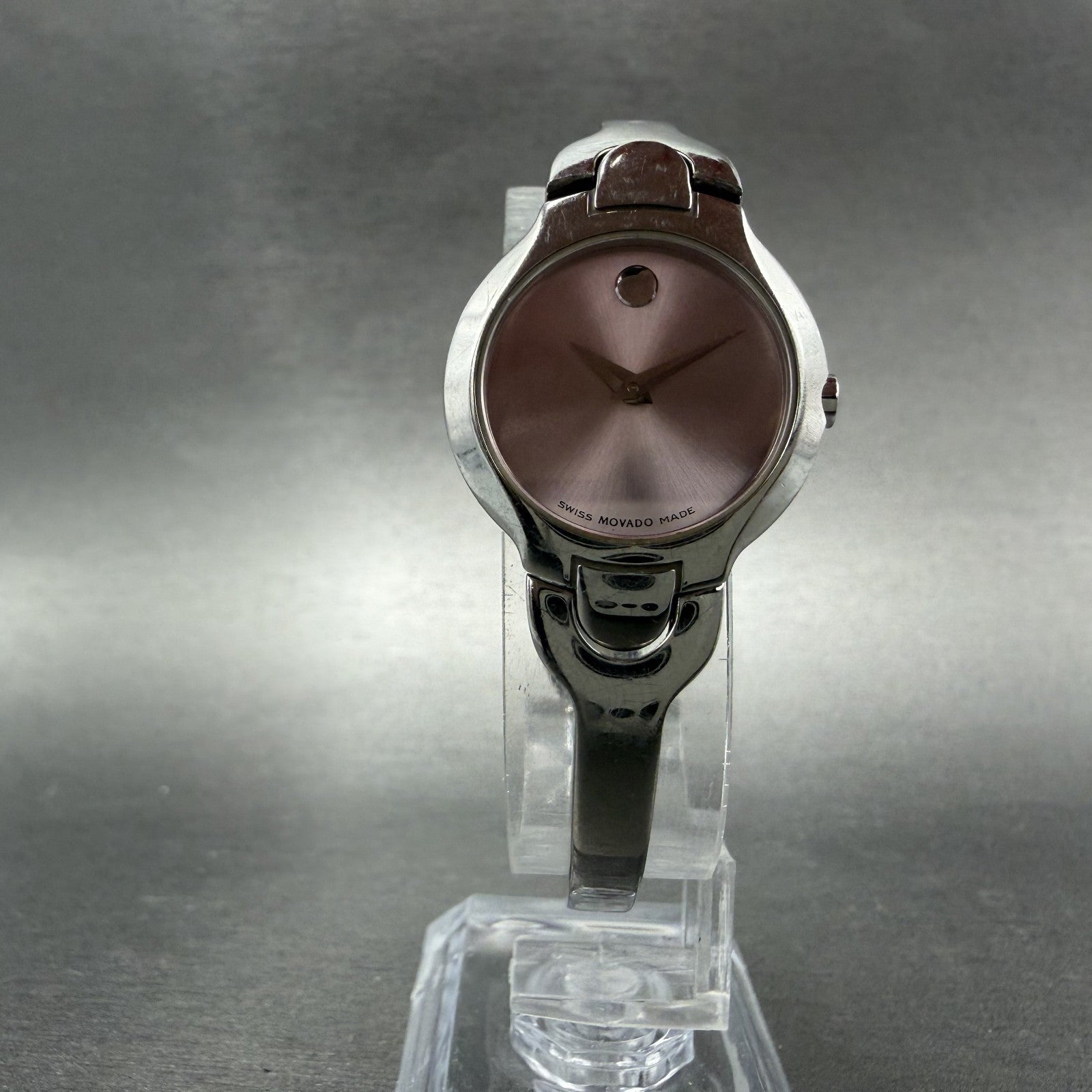 Movado Kara Watch Women 24m Pink Dial Steel Round 84-A1-1846 New Battery5