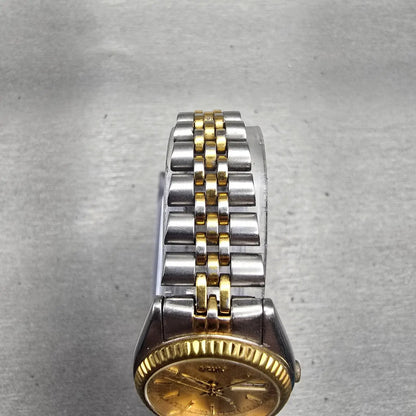 Seiko Watch Women 24mm Gold Dial Two Tone Daydate Round 7N83-0041 New Battery4