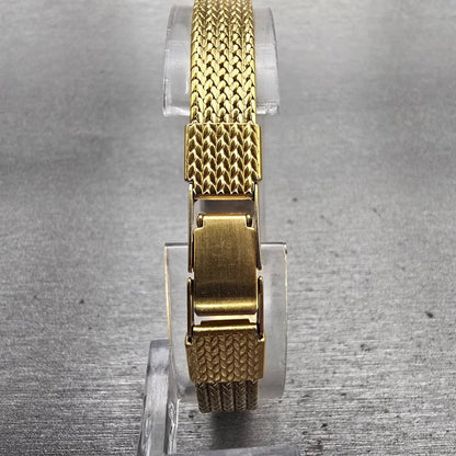 Bulova Watch Women 13mm Black Dial Gold Tone Rectangle 92F33 New Battery Vintage7