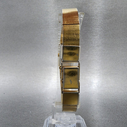 Seiko Tank Watch Women 13mm Champagne Dial Gold Tone 2e205259 New Battery7