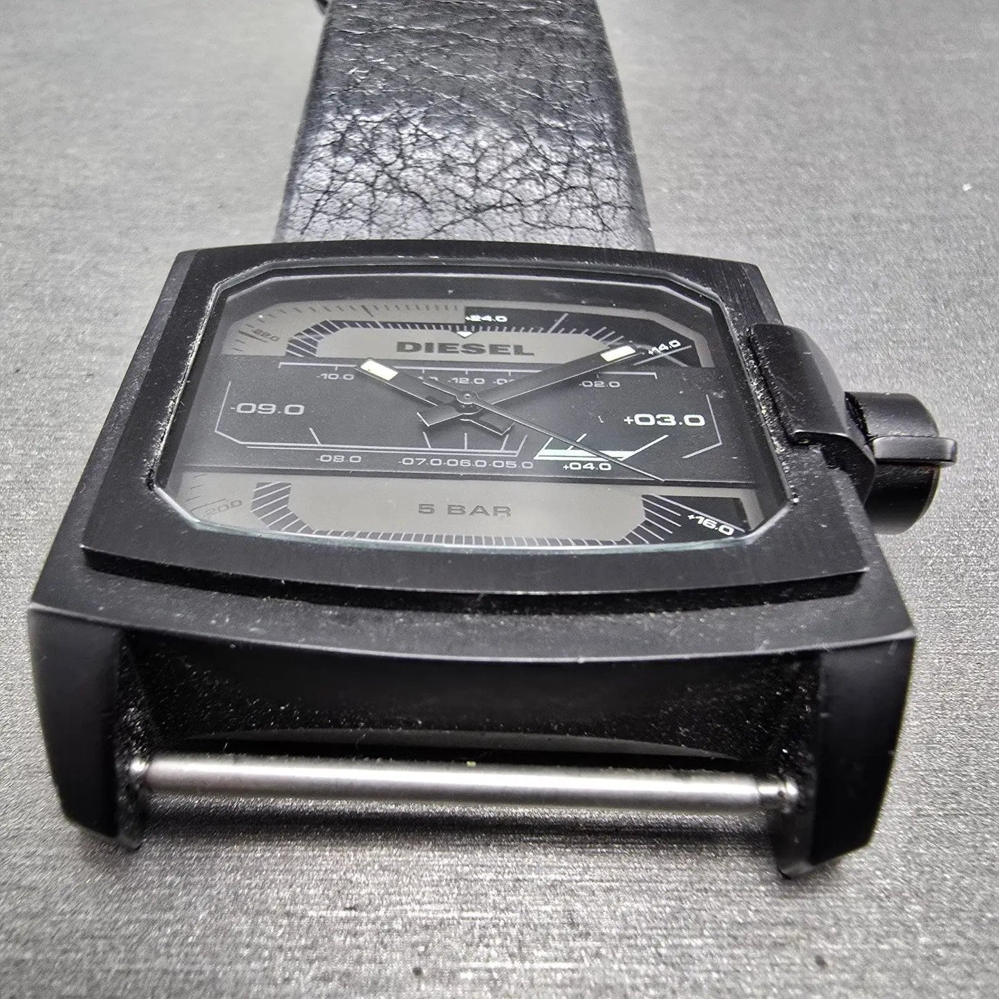 Diesel Watch Men 42mm Black Dial Black Tone DZ-1463 Rectangle PARTS3