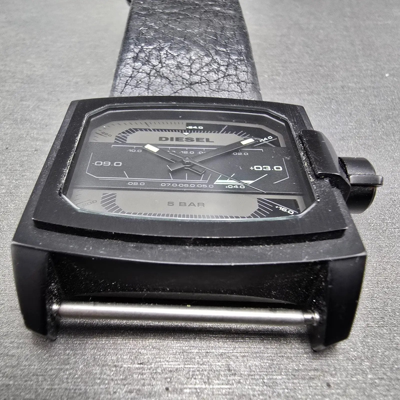 Diesel Watch Men 42mm Black Dial Black Tone DZ-1463 Rectangle PARTS3