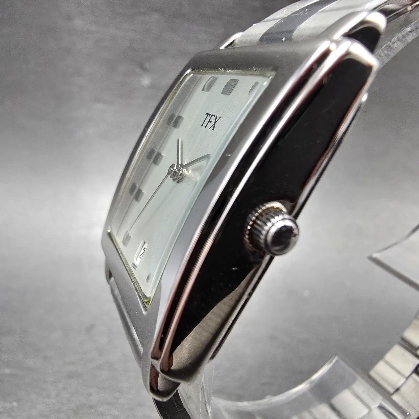 Bulova TFX Tank Watch Men 29mm Silver Dial Silver Tone date 36B05 New Battery2