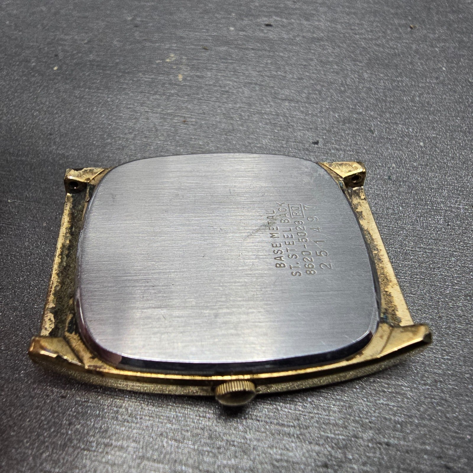 Seiko Tank Watch Men 28mm Champagne Dial Gold Tone Rectangle 8620-5029 PARTS VTG13