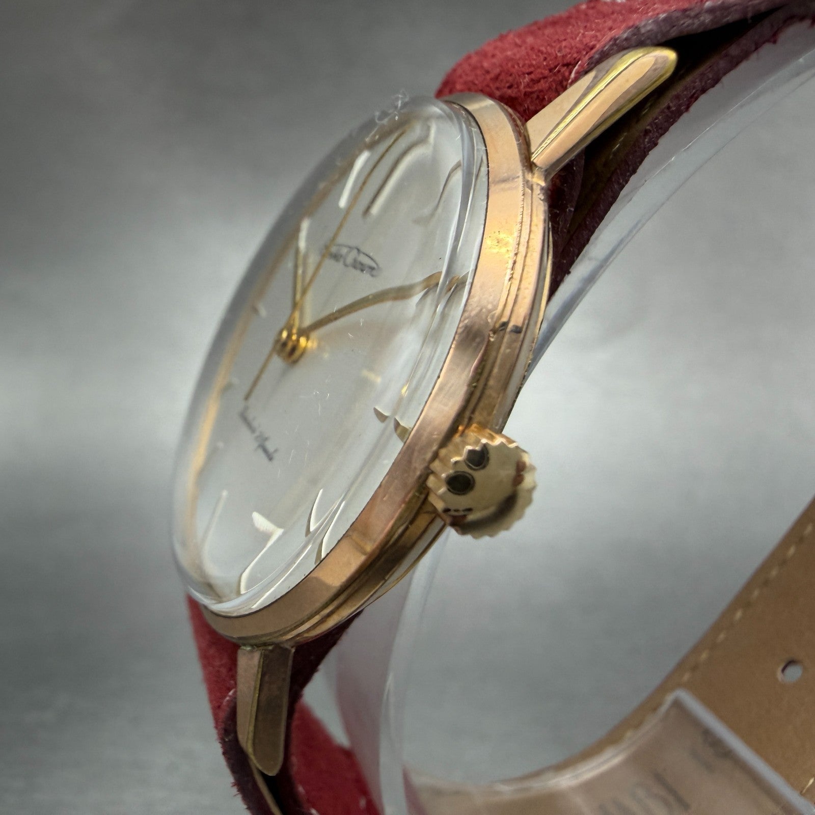 Seiko Crown Watch Men 35mm Silver Dial Gold Tone Round Manual 15002 Runs Vintage2