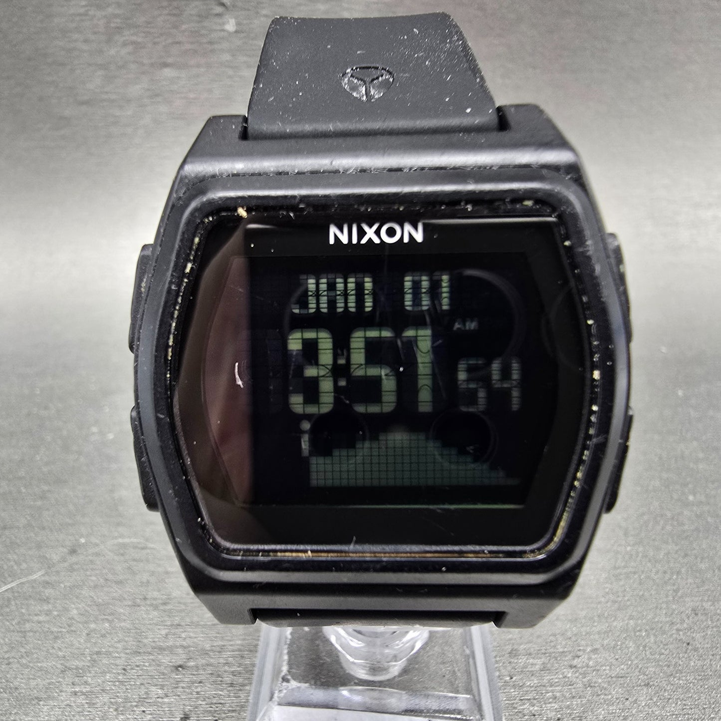 Nixon Rival Watch Men 38mm Black Alarm Chronograph Rectangle READ!! New battery0