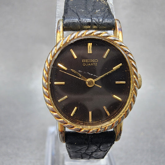 Seiko Watch Women 19mm Brown Dial Gold Tone Oval 14215510 New Battery0
