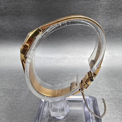 Seiko Watch Women 17mm Brown Dial Gold Tone Rectangle 2C20-5789 New Battery JP346