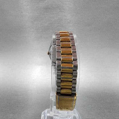 VTG Seiko SQ Watch Women 24mm Gold Dial Two Tone Daydate Round 3E230A60 New Bat7