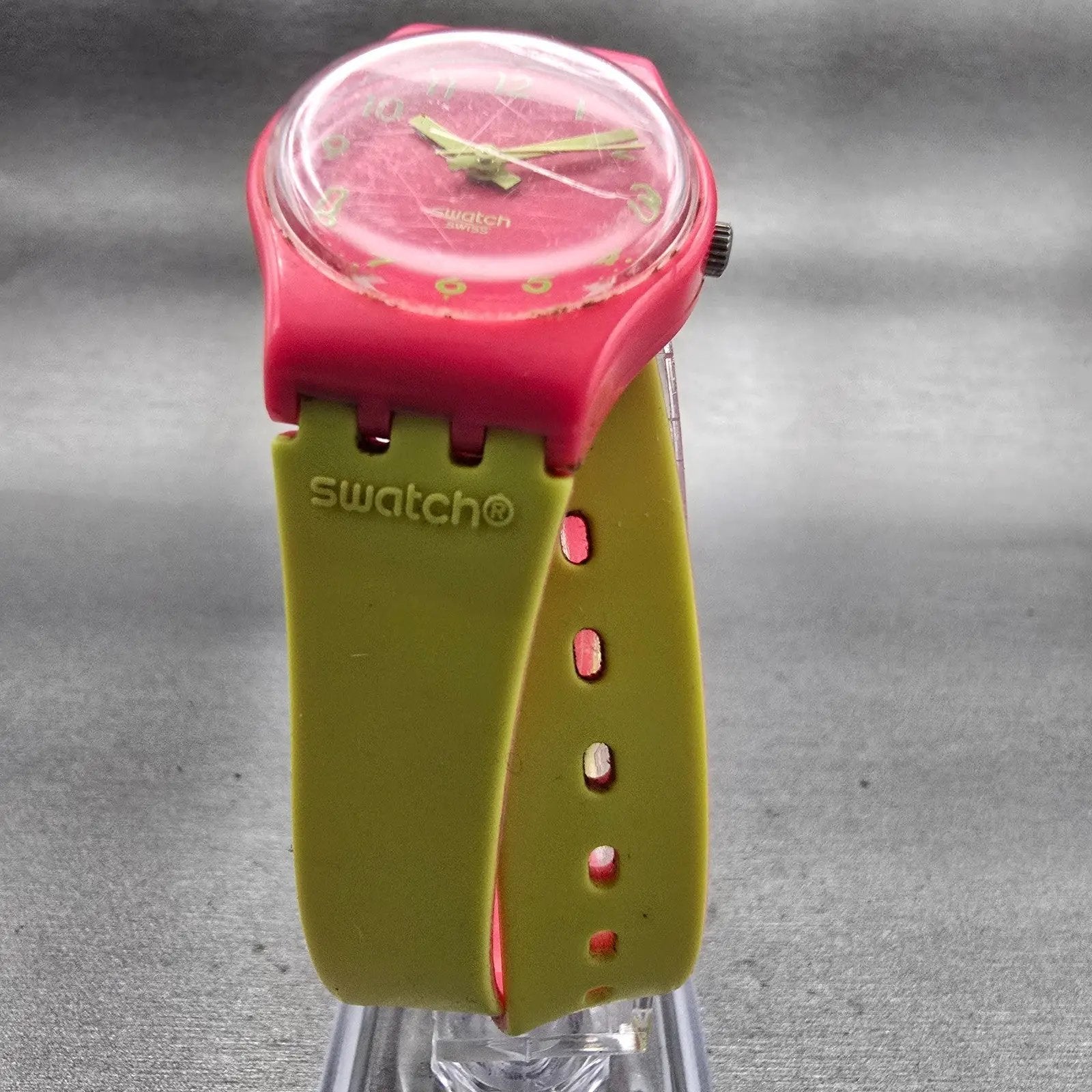 Swatch BIKO ROOSE Watch Women 25mm Pink Dial Pink Case Round LP131 New Battery5